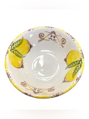 Hand Painted Italian Lemon Serving Bowl 8” Ceramic Mediterranean‎ Country Style